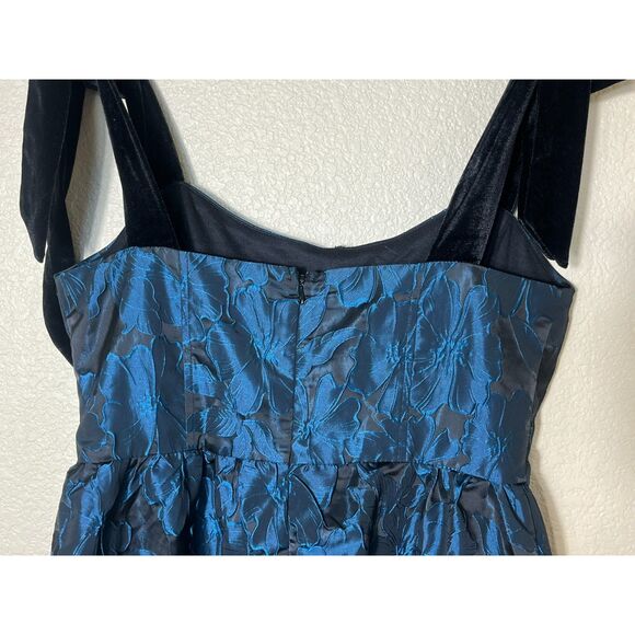 Lulu's Black Aqua Formal Tie Shoulder Jacquard Midi Large Whimsigoth EUC - Picture 6 of 9